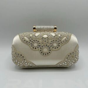 Badgley Mischka Elegant Cream Clutch with Gold Accents
